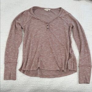 Lucky Brand Ribbed Long Sleeve Top - Mauve